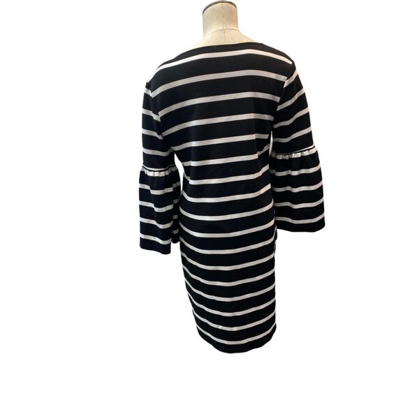 Calvin Klein Black White Stripe Scope Neck 3/4 length sleeve Dress - Picture 3 of 5
